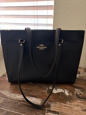 Coach Black Tote with Gold Logo Hardware